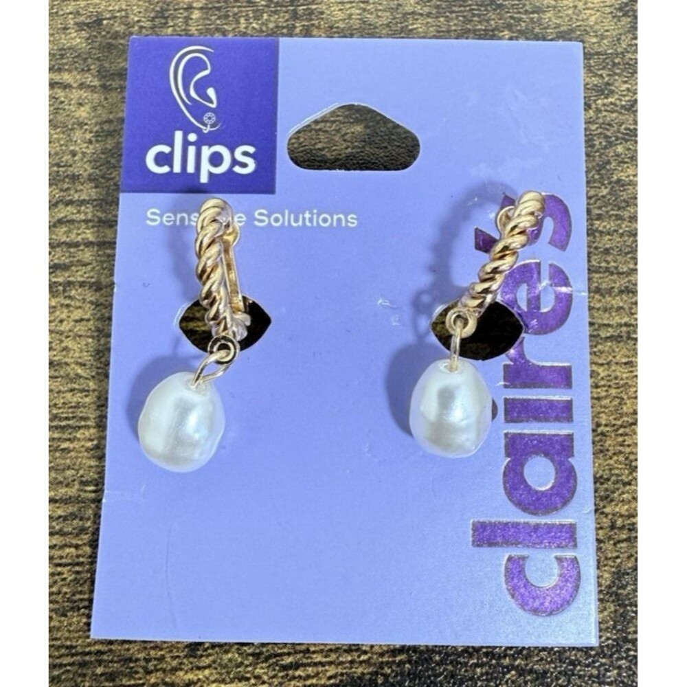 Faux Pearl & Gold-Tone Twist Hoop Clip-On Earrings
